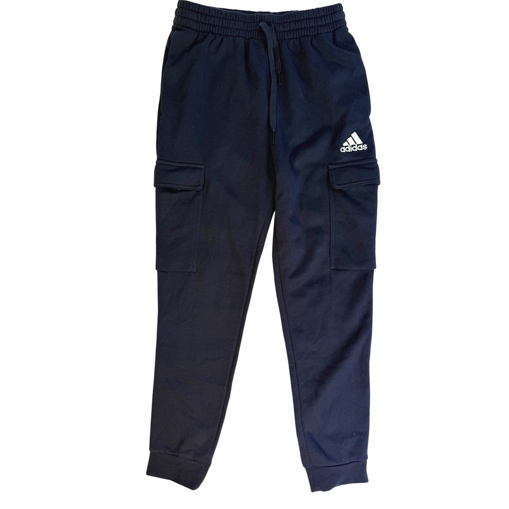 Adidas Mens Cargo Sweatpants Navy Blue Fleece Joggers Size Small Athletic Pants